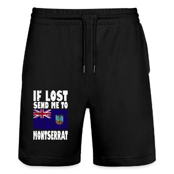 Montserrat Flag Saying - Stanley/Stella Trainer Unisex Organic Jogging Shorts - black - Front - Nik (191cm) & Marisol (170cm)
