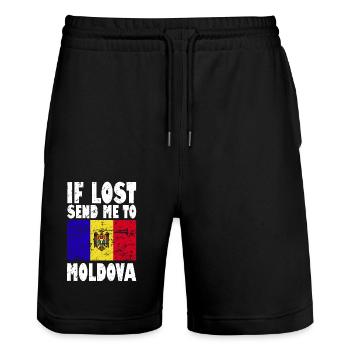Moldawien Flagge Spruch - Stanley/Stella Unisex Bio Joggingshorts Trainer  - Schwarz - Vorne - Nik (191cm) & Marisol (170cm)