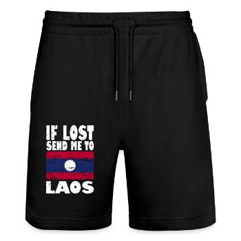Drapeau du Laos - Short de jogging bio TRAINER Stanley/Stella unisexe - noir - Devant - Nik (191cm) & Marisol (170cm)