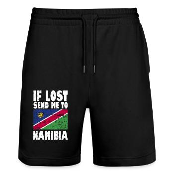 Drapeau de la Namibie - Short de jogging bio TRAINER Stanley/Stella unisexe - noir - Devant - Nik (191cm) & Marisol (170cm)