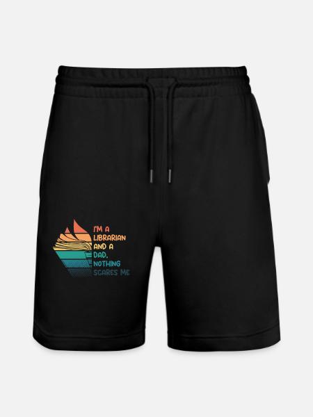 Librarian and dad - Stanley/Stella Trainer Unisex Organic Jogging Shorts - black