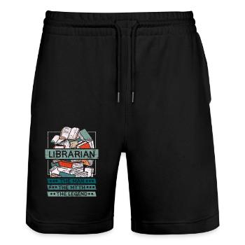 Librarian man myth legend - Stanley/Stella Unisex Bio Joggingshorts Trainer  - Schwarz - Vorne - Nik (191cm) & Marisol (170cm)