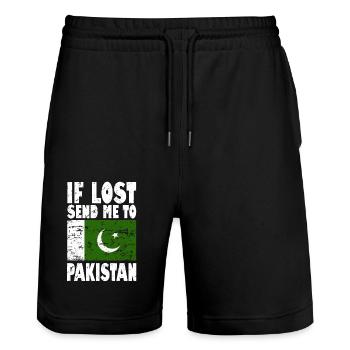 Pakistan Flag Saying - Stanley/Stella Trainer Unisex Organic Jogging Shorts - black - Front - Nik (191cm) & Marisol (170cm)