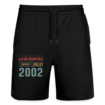 Juillet 2002 Anniversaire Idée Cadeau Vintage - Short de jogging bio TRAINER Stanley/Stella unisexe - noir - Devant - Nik (191cm) & Marisol (170cm)
