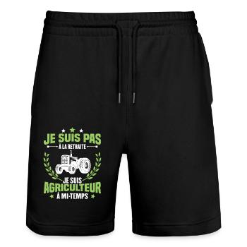 Je suis pas à la retraite je suis agriculteur - Short de jogging bio TRAINER Stanley/Stella unisexe - noir - Devant - Nik (191cm) & Marisol (170cm)