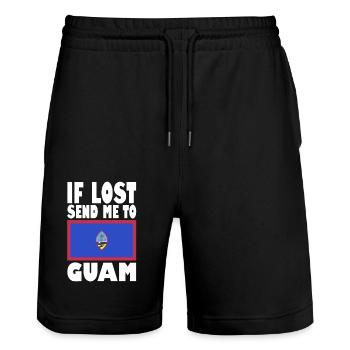 Guam Flagge Spruch - Stanley/Stella Unisex Bio Joggingshorts Trainer  - Schwarz - Vorne - Nik (191cm) & Marisol (170cm)