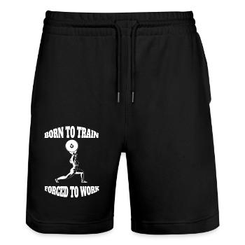 Fitness Krafttraining Sportler Muskel Bodybuilder - Stanley/Stella Unisex Bio Joggingshorts Trainer  - Schwarz - Vorne - Nik (191cm) & Marisol (170cm)