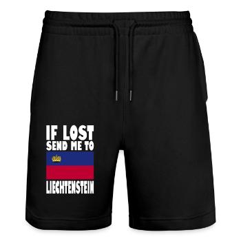Liechtenstein Flagge Spruch - Stanley/Stella Unisex Bio Joggingshorts Trainer  - Schwarz - Vorne - Nik (191cm) & Marisol (170cm)