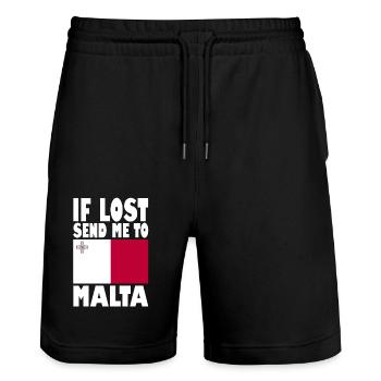 Malta Flagge Spruch - Stanley/Stella Unisex Bio Joggingshorts Trainer  - Schwarz - Vorne - Nik (191cm) & Marisol (170cm)