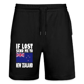 Neuseeland Flagge Spruch - Stanley/Stella Unisex Bio Joggingshorts Trainer  - Schwarz - Vorne - Nik (191cm) & Marisol (170cm)