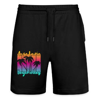 Anse Lazio Seychelles - Stanley/Stella Unisex Bio Joggingshorts Trainer  - Schwarz - Vorne - Nik (191cm) & Marisol (170cm)