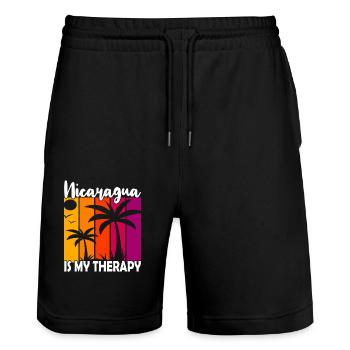 Le Nicaragua est ma thérapie - Short de jogging bio TRAINER Stanley/Stella unisexe - noir - Devant - Nik (191cm) & Marisol (170cm)