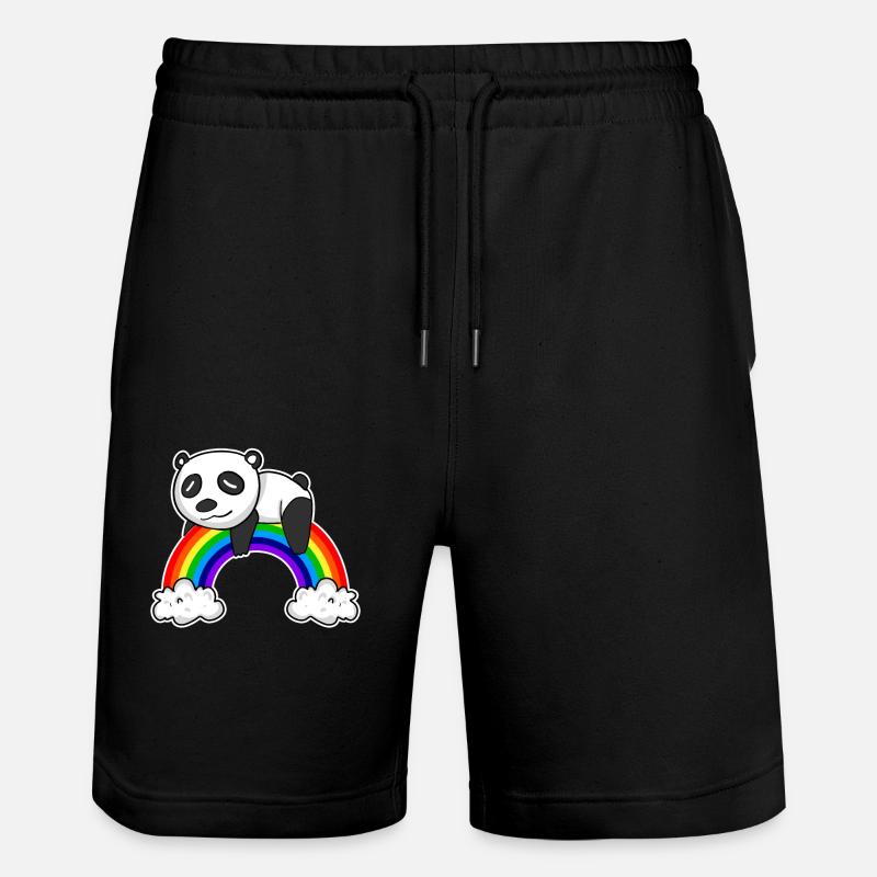 Rainbow Panda - Stanley/Stella Trainer Unisex Organic Jogging Shorts - black