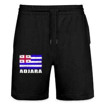Adscharien Flagge Grunge Adscharien Fahne - Stanley/Stella Unisex Bio Joggingshorts Trainer  - Schwarz - Vorne - Nik (191cm) & Marisol (170cm)