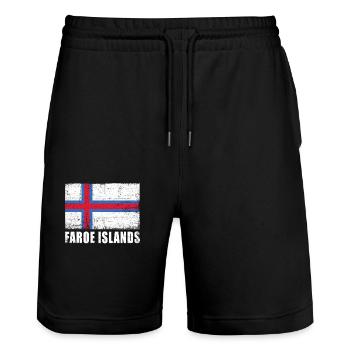Faroe Islands Flag Grunge Faroe Islands Flag - Stanley/Stella Trainer Unisex Organic Jogging Shorts - black - Front - Nik (191cm) & Marisol (170cm)
