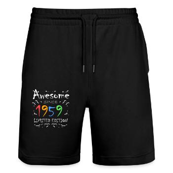 1959 - Born 1959 - Fantastic since 1959 - Stanley/Stella Trainer Unisex Organic Jogging Shorts - black - Front - Nik (191cm) & Marisol (170cm)