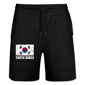 South Korea Flag Grunge South Korea Flag - Stanley/Stella Trainer Unisex Organic Jogging Shorts - black - Front - Nik (191cm) & Marisol (170cm)