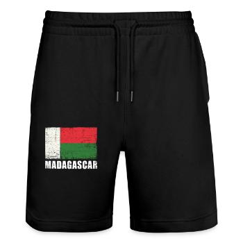 Madagascar Flag Grunge Madagascar Flag - Stanley/Stella Trainer Unisex Organic Jogging Shorts - black - Front - Nik (191cm) & Marisol (170cm)