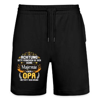 Bitte verneigen sie sich Opa betritt den Raum Opa - Stanley/Stella Unisex Bio Joggingshorts Trainer  - Schwarz - Vorne - Nik (191cm) & Marisol (170cm)