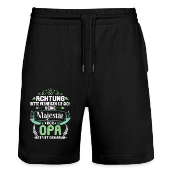 Bitte verneigen sie sich Opa betritt den Raum Opa - Stanley/Stella Unisex Bio Joggingshorts Trainer  - Schwarz - Vorne - Nik (191cm) & Marisol (170cm)