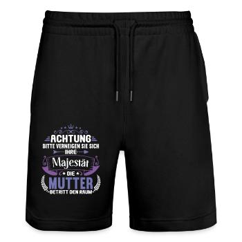 Bitte verneigenMutter betritt Raum Mama Mami - Stanley/Stella Unisex Bio Joggingshorts Trainer  - Schwarz - Vorne - Nik (191cm) & Marisol (170cm)
