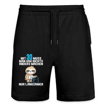 Mit 30 nichts anders nur langsamer 30 Geburtstag - Stanley/Stella Unisex Bio Joggingshorts Trainer  - Schwarz - Vorne - Nik (191cm) & Marisol (170cm)
