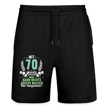 Mit 70 nichts anders nur langsamer 70 Geburtstag - Stanley/Stella Unisex Bio Joggingshorts Trainer  - Schwarz - Vorne - Nik (191cm) & Marisol (170cm)