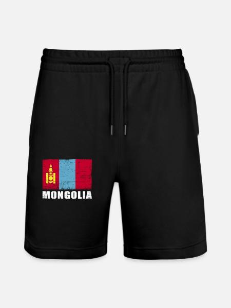 Mongolia Flag Grunge Mongolia Flag - Stanley/Stella Trainer Unisex Organic Jogging Shorts - black
