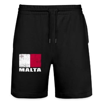 Malta Flagge Grunge Malta Fahne - Stanley/Stella Unisex Bio Joggingshorts Trainer  - Schwarz - Vorne - Nik (191cm) & Marisol (170cm)