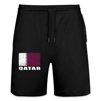 Qatar Flag Grunge Qatar Flag - Short de jogging bio TRAINER Stanley/Stella unisexe - noir - Devant - Nik (191cm) & Marisol (170cm)
