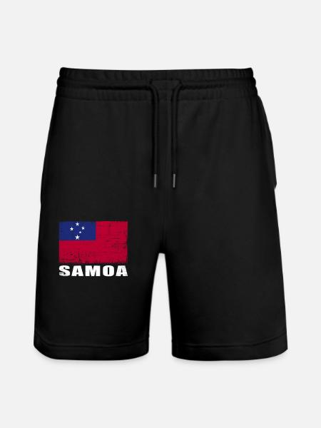 Samoa Flag Grunge Samoa Flag - Stanley/Stella Trainer Unisex Organic Jogging Shorts - black