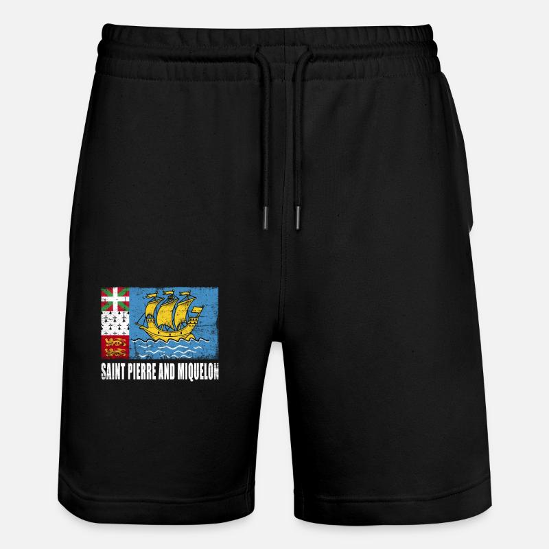Drapeau de Saint-Pierre-et-Miquelon - Short de jogging bio TRAINER Stanley/Stella unisexe - noir