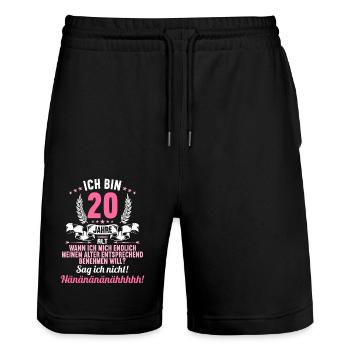 Ich bin 20 Jahre alt 20 Geburtstag - Stanley/Stella Unisex Bio Joggingshorts Trainer  - Schwarz - Vorne - Nik (191cm) & Marisol (170cm)