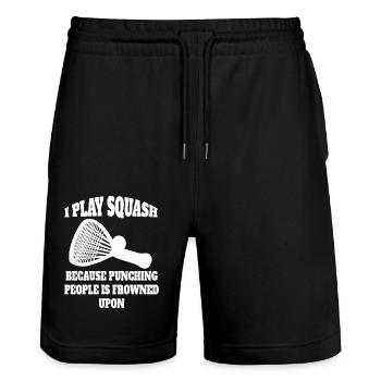 Squash Racquetball Jeu Racquetball Squash Player - Short de jogging bio TRAINER Stanley/Stella unisexe - noir - Devant - Nik (191cm) & Marisol (170cm)