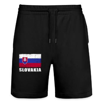 Slowakei Flagge Grunge Slowakei Fahne - Stanley/Stella Unisex Bio Joggingshorts Trainer  - Schwarz - Vorne - Nik (191cm) & Marisol (170cm)