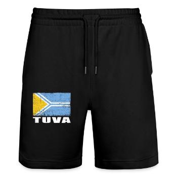 Tuva Flag Grunge Tuva Flag - Stanley/Stella Trainer Unisex Organic Jogging Shorts - black - Front - Nik (191cm) & Marisol (170cm)