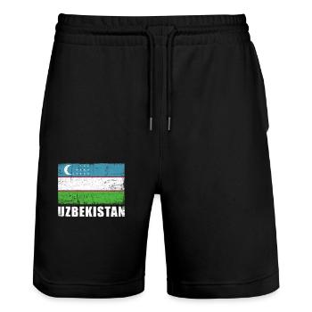 Drapeau de l’Ouzbékistan Grunge Drapeau de l’Ouzbékistan - Short de jogging bio TRAINER Stanley/Stella unisexe - noir - Devant - Nik (191cm) & Marisol (170cm)