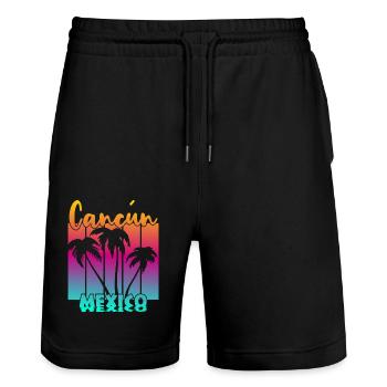 Cancun Mexico - Stanley/Stella Trainer Unisex Organic Jogging Shorts - black - Front - Nik (191cm) & Marisol (170cm)