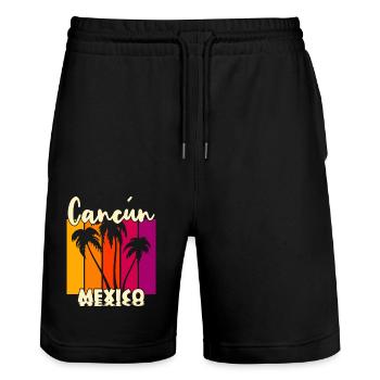 Cancun Mexico - Stanley/Stella Trainer Unisex Organic Jogging Shorts - black - Front - Nik (191cm) & Marisol (170cm)