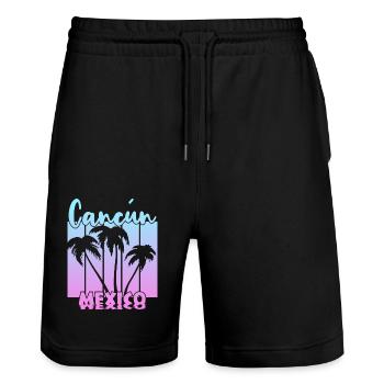 Cancun Mexico - Stanley/Stella Trainer Unisex Organic Jogging Shorts - black - Front - Nik (191cm) & Marisol (170cm)