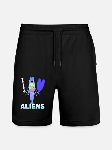 I love aliens - Stanley/Stella Trainer Unisex Organic Jogging Shorts - black