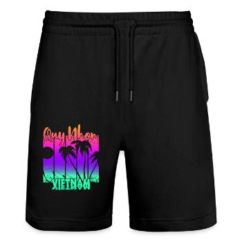 Quy Nhon Vietnam - Stanley/Stella Trainer Unisex Organic Jogging Shorts - black - Front - Nik (191cm) & Marisol (170cm)