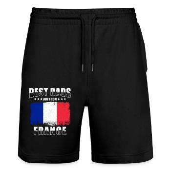 Französischer Vater Frankreich Papa - Stanley/Stella Unisex Bio Joggingshorts Trainer  - Schwarz - Vorne - Nik (191cm) & Marisol (170cm)