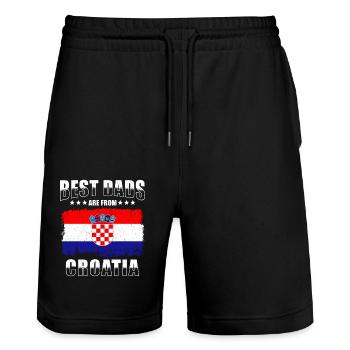 Kroatischer Vater Kroatien Papa - Stanley/Stella Unisex Bio Joggingshorts Trainer  - Schwarz - Vorne - Nik (191cm) & Marisol (170cm)