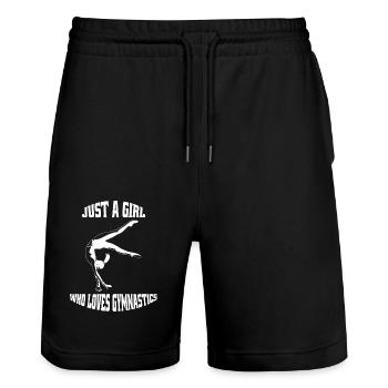 Turnerin Turnen Bodenturnen Mädchen Turnverein - Stanley/Stella Unisex Bio Joggingshorts Trainer  - Schwarz - Vorne - Nik (191cm) & Marisol (170cm)