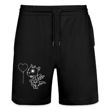 Baby Heart Balloon Dragon Mythical Animals Fantasy - Stanley/Stella Trainer Unisex Organic Jogging Shorts - black - Front - Nik (191cm) & Marisol (170cm)