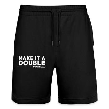Father Of Twins Make It One - Stanley/Stella Trainer Unisex Organic Jogging Shorts - black - Front - Nik (191cm) & Marisol (170cm)