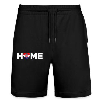 Croatia Home Croatia Flag Croatia Love - Stanley/Stella Trainer Unisex Organic Jogging Shorts - black - Front - Nik (191cm) & Marisol (170cm)