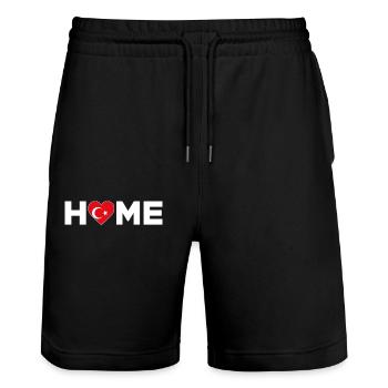 Turkey Home Turkey Flag Turkey Love - Stanley/Stella Trainer Unisex Organic Jogging Shorts - black - Front - Nik (191cm) & Marisol (170cm)