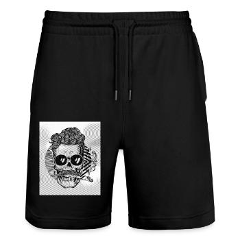 Smoked Skull - Stanley/Stella Unisex Bio Joggingshorts Trainer  - Schwarz - Vorne - Nik (191cm) & Marisol (170cm)